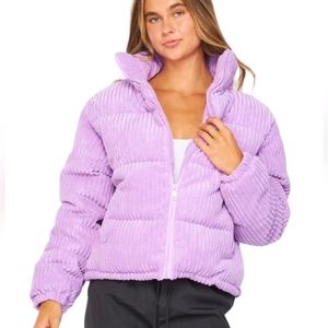 NWT Purple Corduroy Puffer Jacket size large